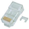 Quest Technology International Modular Plugs, 100 Pack - Cat5E, Rj45 (8P8C) W/ Load Bar, Round, Stranded, 50U Gold NMP-8625